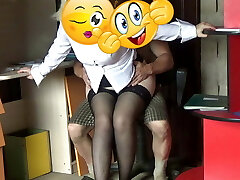 Dirty worker fucked an accountant in pussy and arse right in office for payments