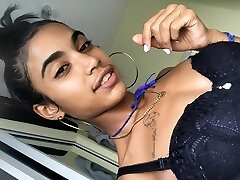 Mama Rica pulls her fuckbox sideways in her black boxer shorts