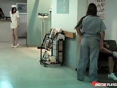 Bimbo nurse Shyla Stylez sucks and sits on patient boner