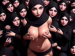 Big jugged arab babe gets her body touched AI generated