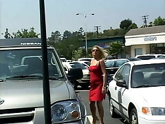 Hooker blonde with long legs changes toy for meaty pipe