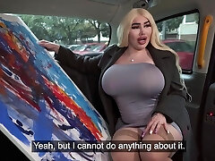 Bibi Bugatti with enormous globes gets fucked in the back of a van
