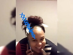 Ebony on phone to babyfather whilst sucking dick