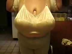 Raunchy exhibitionist loves to expose her ample saggy boobies