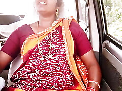 Telugu step mom car sex long drive for sex with step son, telugu dirty talks.