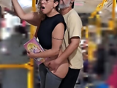 Young whore student gets fucked by an older man right on the bus in public Young whore student gets fucked by an older man right on the bus in public