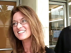 Indiana Bell sucks a fat sausage and gets her labia smashed