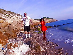 She has just turned Barely Legal and Indiana Fox with her shaven vagina is waiting to be smashed by the big cock on a beach