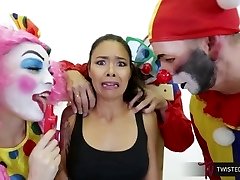 TwistedVisual.Com - Chinese MILF Gangbanged and Dual Penetrated by Clowns