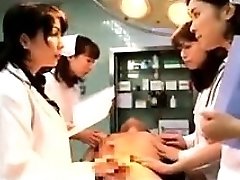 Lustful Japanese physicians putting their mitts to work on a t