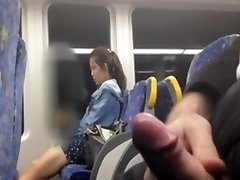 Chinese girl looking at my pecker at the bus