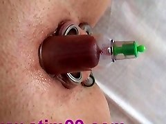 Pumping Clitoris Strapped Bondage Pumped to Piercing Nipples