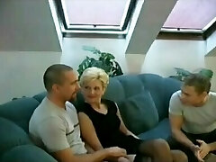 German Blonde 3some In Loft