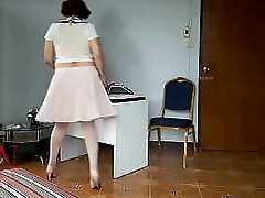 Upskirt Depraved secretary. Vintage SeXretary. No underpants office milf. Bare office.