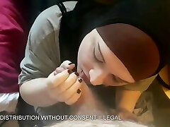 Slutty Hijab Boy Wearing make up and Deep-throating White Dick