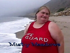 Enormous lifeguard bitches eat food on the beach Enormous lifeguard bitches eat food on the beach