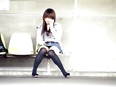 Yuzuki Hatano nice teenager in a short micro-skirt is an exhibitionist