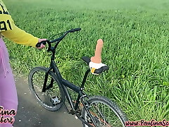 Very First OUTDOOR COCK - The wettest bike ride ever!!!