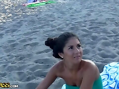 Agnessa in bare beach porn vid with sexy cutie nessa