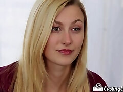 Casting Bed-X Blonde cheerleader shows off Casting Bed-X Blonde cheerleader shows off