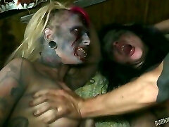 Skinny pervert drills two dumpy whores with ugly cruel make up hard