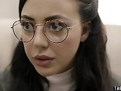 Nerdy nubile with glasses gets exploited by social worker