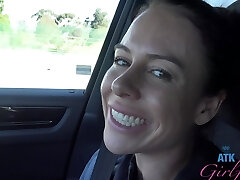 HD POV movie of black-haired Summer Vixen being fingered in the car