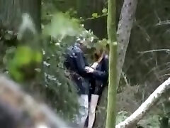 Kinky duo making love deep in the forest spy sex flick