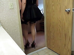 Sissy Ray in Purple Corset and Dark-hued Maids Skirt