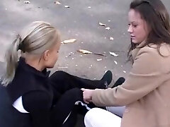 Gorgeous blonde and dark black haired lesbians Gorgeous blonde and dark black haired lesbians