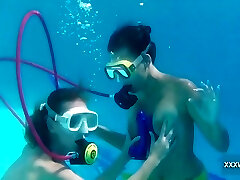 Minnie Has Fun With Candy Underwater