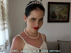 Bridesmaid tied up the groom and began to fuck in a cowgirl posture to steal his batter