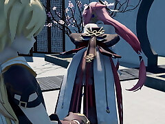 genshin. yae miko. twerk. cul sexy cul énorme chatte chatte humide salope chaude