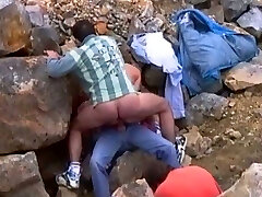 Extra kinky slut with big tits engages in FMM threesome