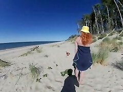STRANGERS Cum IN MY SWIMSUIT Underpants ON PUBLIC BEACH! Risky Big Knockers Red Hairy Pussy MILF GINGER ALE