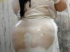 desi bbw chubby spectacle de bain haut transparent blanc