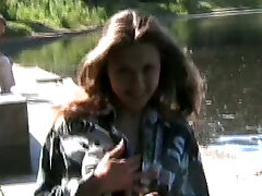 Sexy lusty young babe shows off her big baps and sexy ass by the lake Sexy lusty young babe shows off her big baps and sexy ass by the lake