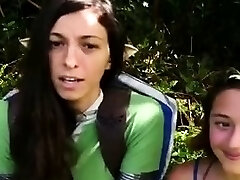 Inexperienced brunette teen flashing hot boobies for money outdoor