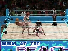 dc vs marvel beach tag match 2-wwe wrestling