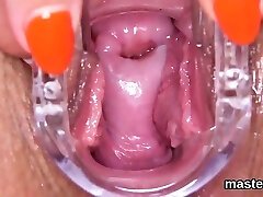 Naughty czech kitten gapes her narrow slit to the peculiar 