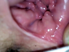 Stretching the therapists pussy close up