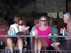 Amateurs at the bar flash their pussies to everyone