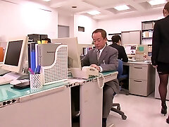 Asian office slut with massive natural tits pleases a coworker