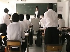 Busty Japanese teacher gets treated like a slut by a gang o