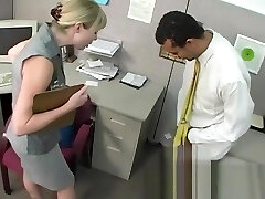 Bossy blonde office superslut dominates and humiliates workers