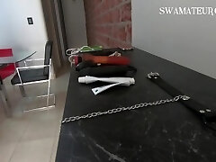 BDSM BONDAGE ANAL GAPE Double Penetration SPANK GAG NIPPLE Torture PAINFUL- SWAMATEURCOUPLE