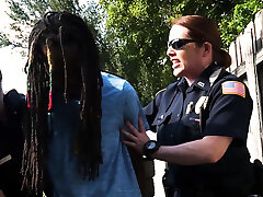 Milf cops chase car thief suspect through a parking pile Milf cops chase car thief suspect through a parking pile