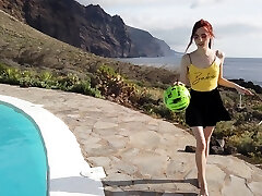 Masturbation video made by the pool with redhead cutie Sherice