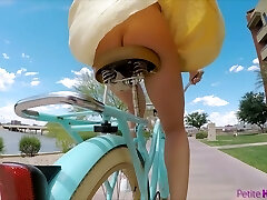 Pantless girl Avi Love is riding her bicycle before a steamy fucky-fucky with stranger
