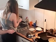 18yo Teen Sister Fucked In The Kitchen While The Family is not home